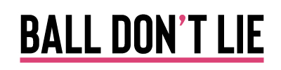 Logo nero con linea fucsia e la scritta di Ball Don't Lie