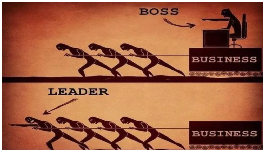 Immagine stilizzata che mostra differenza tra capo e leader.