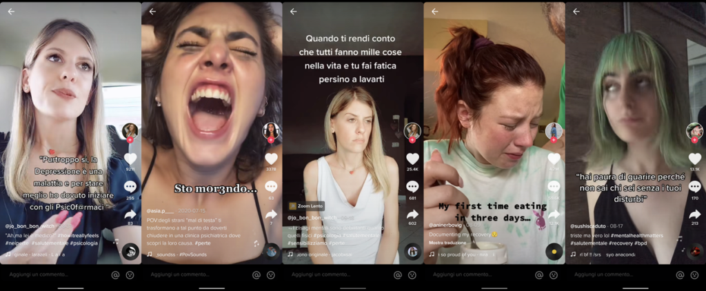 Collage di Profili TikTok che parlano di Mental Health