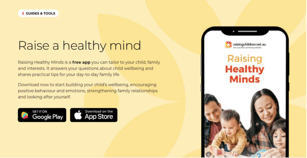immagine promozionale dell'App Australiana Raising Healthy Minds